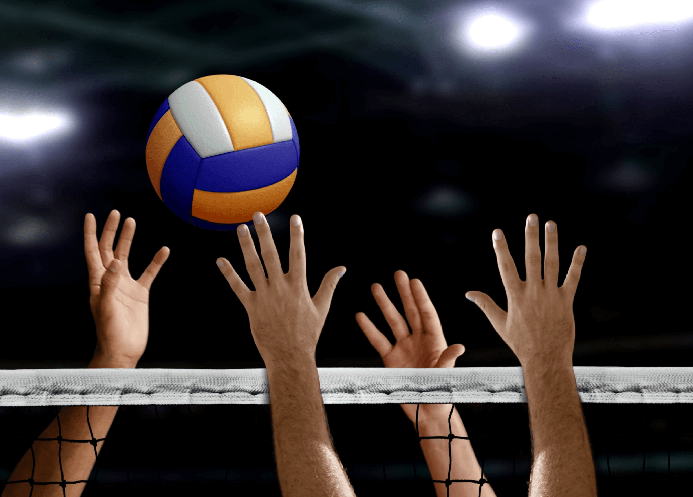 Volleybal wordt over het net geslagen